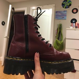 cherry red jadon dr marten platform boots